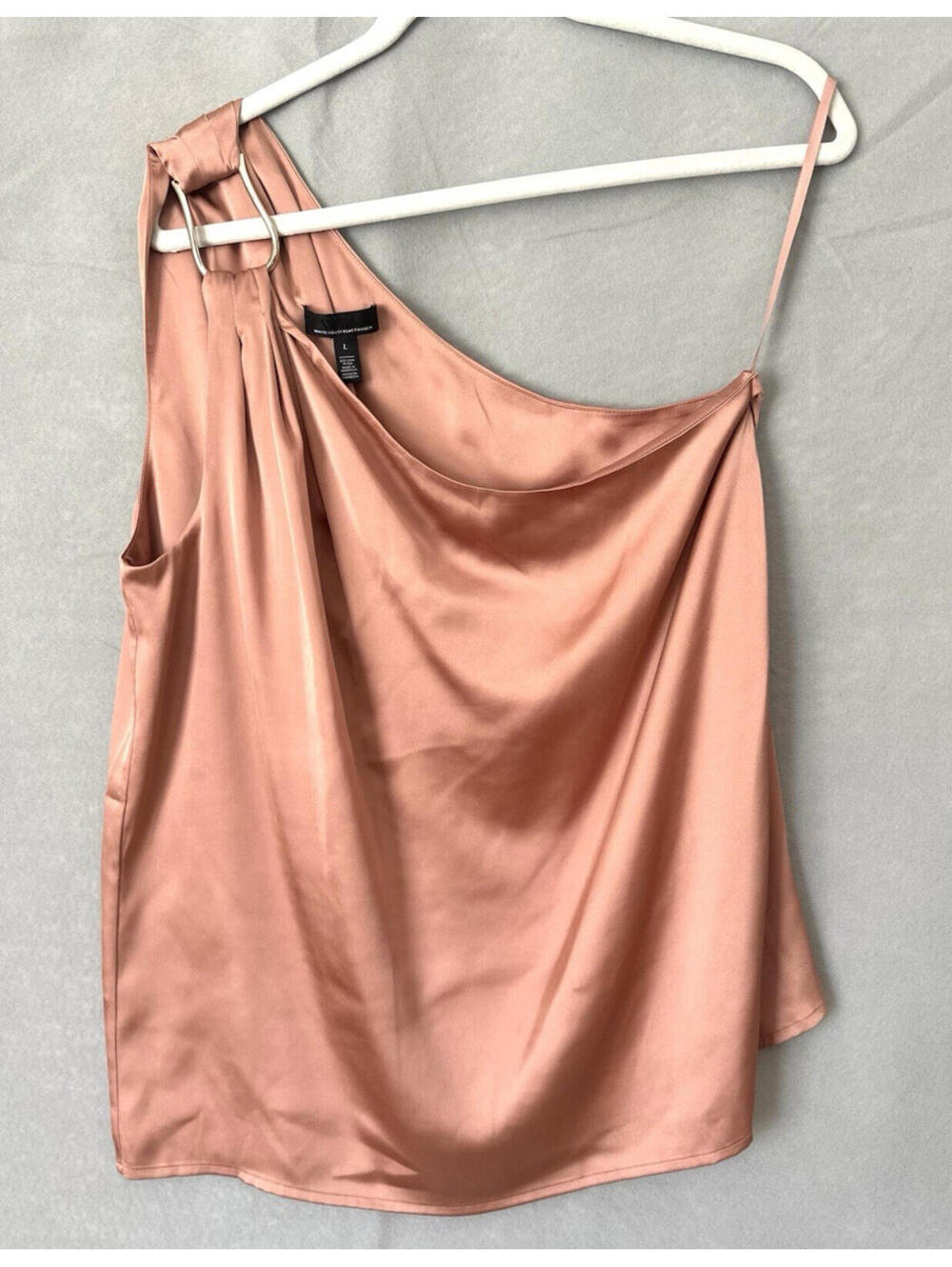 WHITE HOUSE BLACK MARKET One-Shoulder Ring Dtl Shell Top Women's, L , Cafe Cream